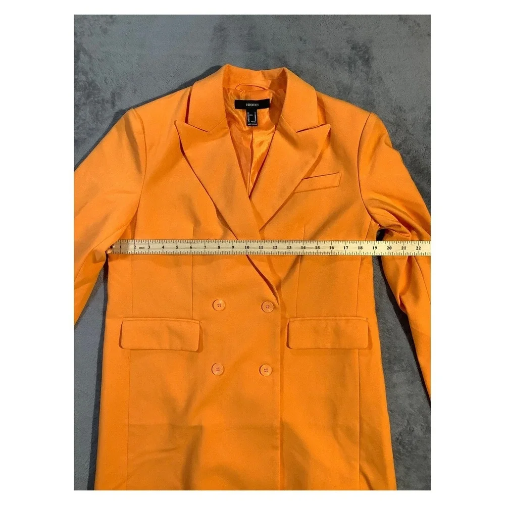 Forever 21 Women's Neon Orange Double Breasted Blazer‎ Size M